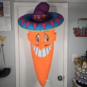VTG Plush Neon Orange Jalapeño Caliente Toy Factory Mr. Pepper Esa Sombrero 36”